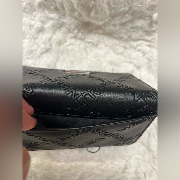 SOLD NWT NAUTICA Black Leather Embossed Rectangular Brown Genuine Leather Wallet - Picture 7 of 7